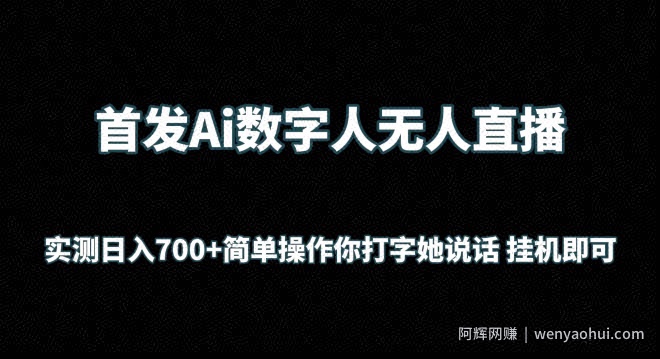 首发Ai数字人无人直播，实测日入700+无脑操作 你打字她说话挂JI即可【揭秘】