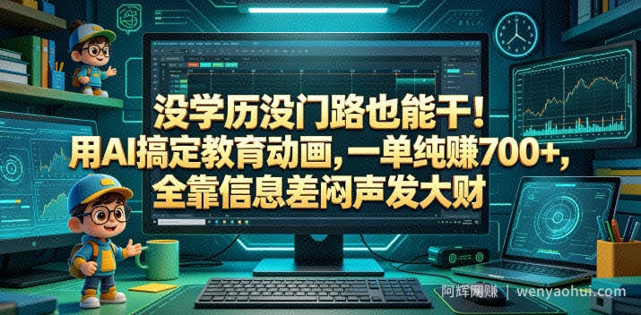 没学历没门路也能干！用AI搞定教育动画，一单纯賺700+，全靠信息差闷声发大财【揭秘】