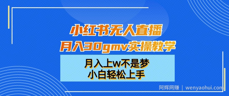 小红书无人直播月入30gmv实操教学，月入上w不是梦，小白轻松上手【揭秘】