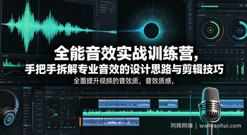 全能音效实战训练营，手把手拆解专业音效的设计思路与剪辑技巧，全面提升视频的音效质感