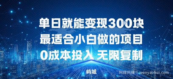 单日就能变现3张，最适合小白做的项目0成本投入，无限复制