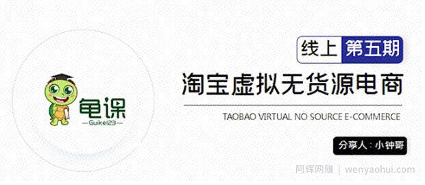 龟课·淘宝虚拟无货源电商5期，全程直播现场实操，一步步教你轻松实现躺赚