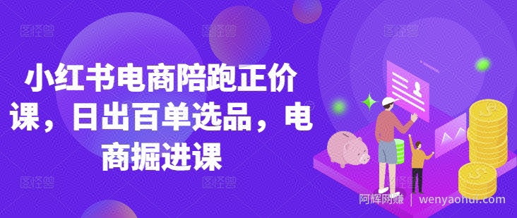 小红书电商陪跑正价课，小红书官方认证电商讲师教学，日出百单选品，电商掘进课