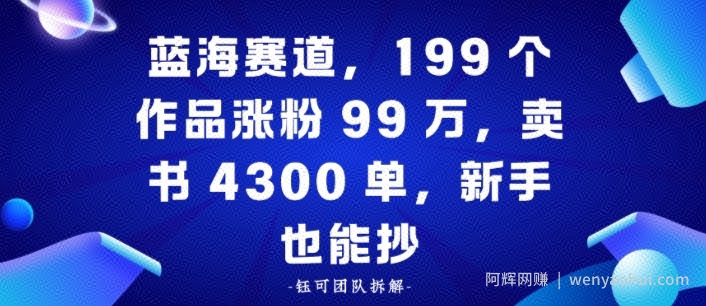 蓝海赛道，199个作品涨粉99W，卖书4300单，新手也能抄
