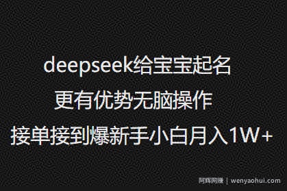 deepseek给宝宝起名更有优势无脑操作接单接到爆新手小白月入1W+