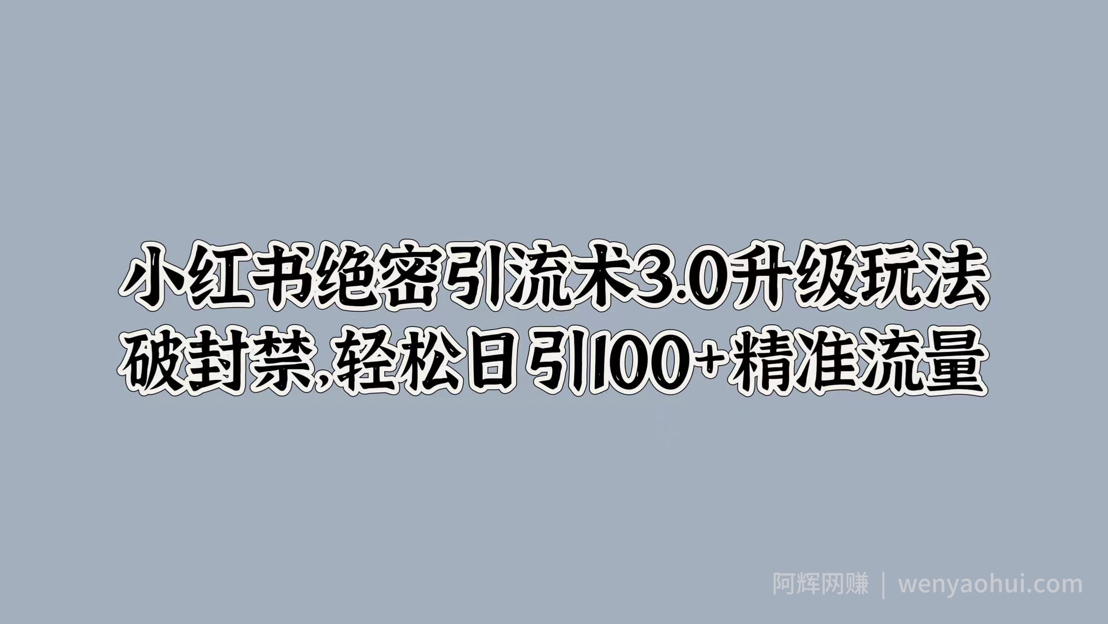 小红书绝密引流术3.0升级玩法，破封禁，轻松日引100+精准流量