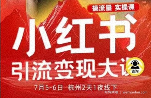 小红书引流变现7月线下大课，一次性讲透小红书笔记、矩阵、投放、引流、转化的全流程SOP
