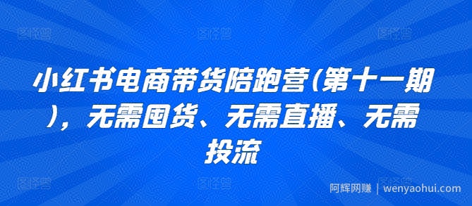 小红书电商带货陪跑营(第十一期)，无需囤货、无需直播、无需投流