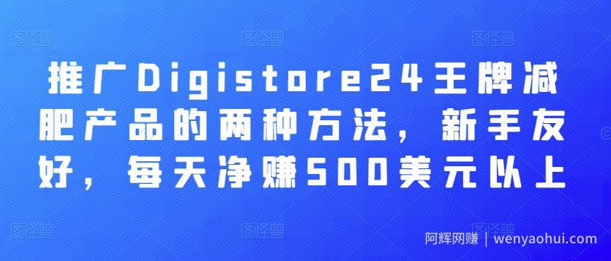 推广Digistore24王牌减肥产品的两种方法，新手友好，每天净赚500美元以上