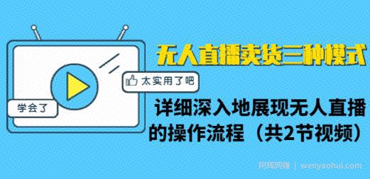 无人直播卖货三种模式：详细深入地展现无人直播的操作流程（共2节视频）