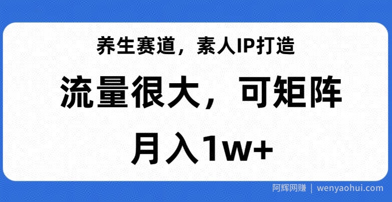 养生赛道，素人IP打造，流量很大，可矩阵，月入1w+【揭秘】