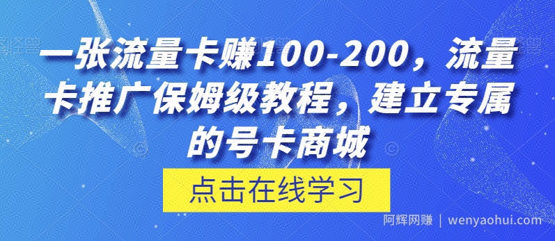 一张流量卡赚100-200，流量卡推广保姆级教程，建立专属的号卡商城