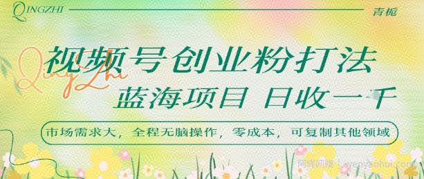 视频号创业粉打法，日入1k，蓝海项目，市场需求大，全程无脑操作，可复制