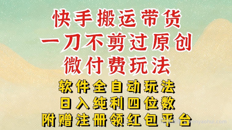 快手搬运带货，一刀不剪过原创，微付费玩法，软件全自动玩法，日入纯利四位数【揭秘】
