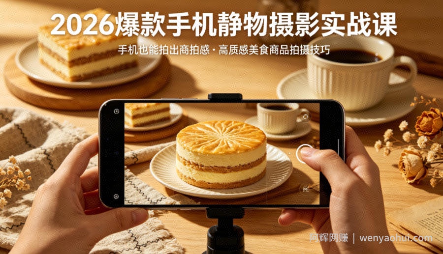 2026爆款手机静物摄影实战课，手机也能拍出商拍感，学会拍出高质感美食商品