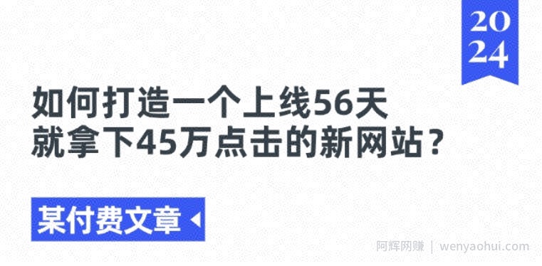 某付费文章《如何打造一个上线56天就拿下45万点击的新网站?》