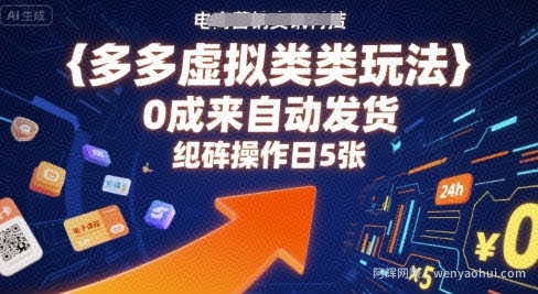 多多虚拟类目玩法，0成本全自动发货，矩阵操作日5张