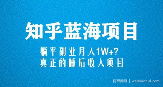 知乎蓝海玩法，躺平副业月入1W+，真正的睡后收入项目（6节视频课）