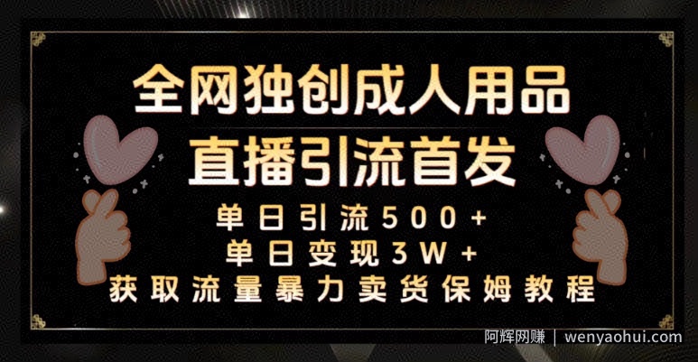 全网独创真人主播+无人直播单日引流500+，橙人用品暴力卖货单日变现3W+保姆似教学2.0【揭秘】