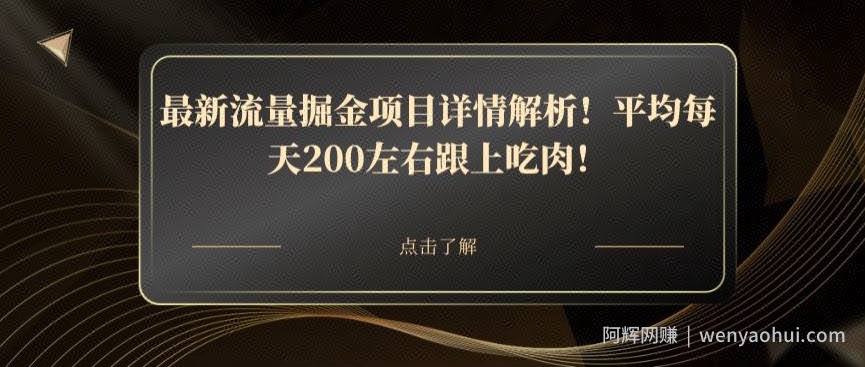 最新流量掘金项目详情解析！平均每天200左右跟上吃肉！