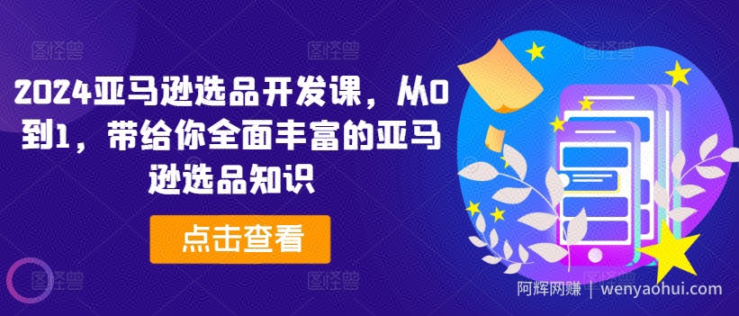 2024亚马逊选品开发课，从0到1，带给你全面丰富的亚马逊选品知识