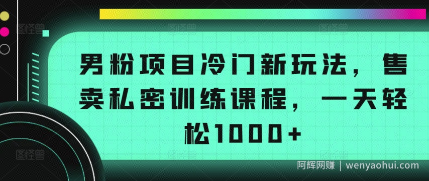 男粉项目冷门新玩法，售卖私密训练课程，一天轻松1000+【揭秘】