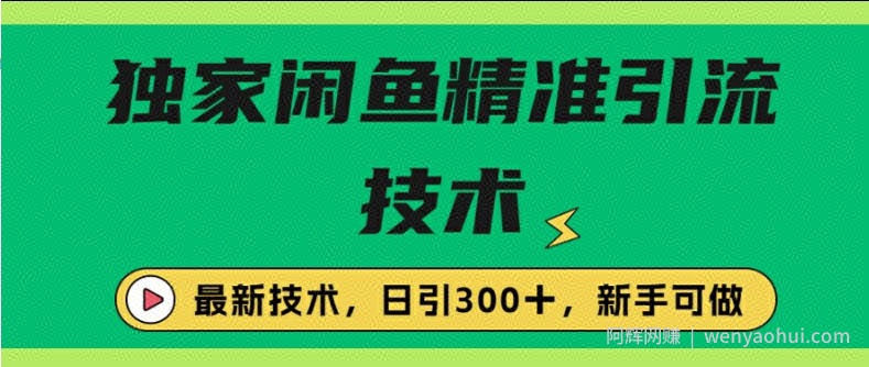 闭鱼精准引流，日引300+创业粉保姆级教程，新手可做