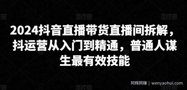 2024抖音直播带货直播间拆解，抖运营从入门到精通，普通人谋生最有效技能