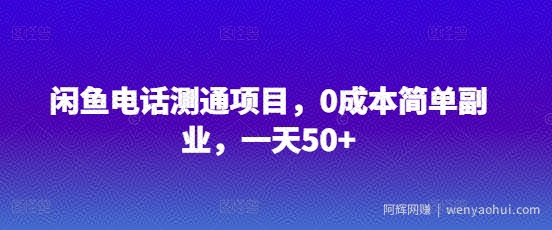 闲鱼电话测通项目，0成本简单副业，一天50+