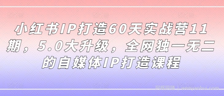 小红书IP打造60天实战营11期，5.0大升级，全网独一无二的自媒体IP打造课程