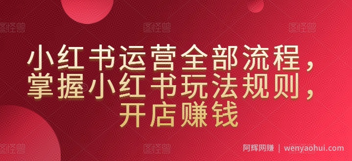 小红书运营全部流程，掌握小红书玩法规则，开店賺米