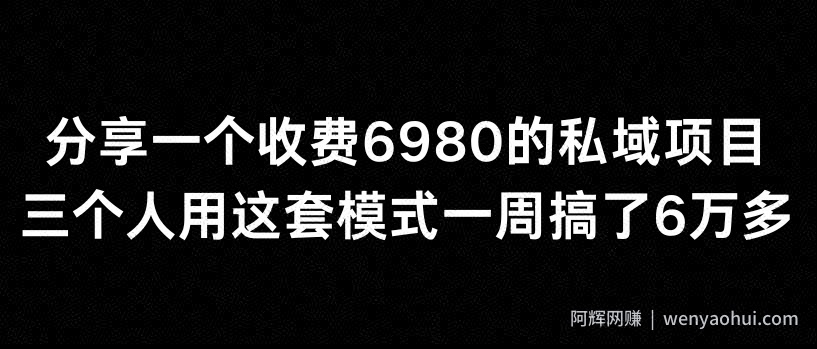 分享一个外面卖6980的私域项目三个人用这套模式一周搞了6万多【揭秘】