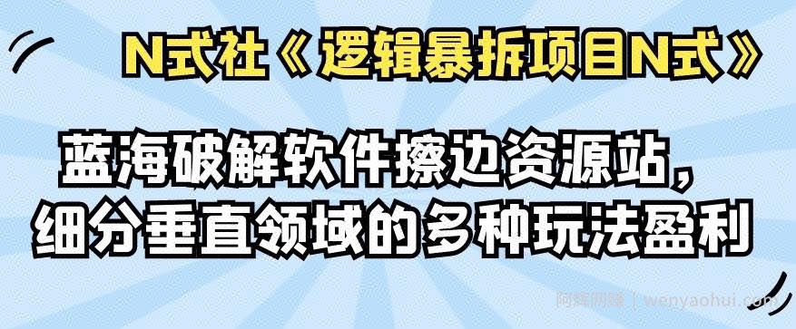 倪尔昂逻辑暴拆项目N式之11：蓝海破解软件擦边资源站，细分垂直领域的多种玩法