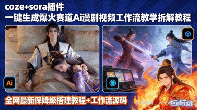 SORA2一键生成AI漫剧视频coze工作流搭建教程，小白轻松入局漫剧圈