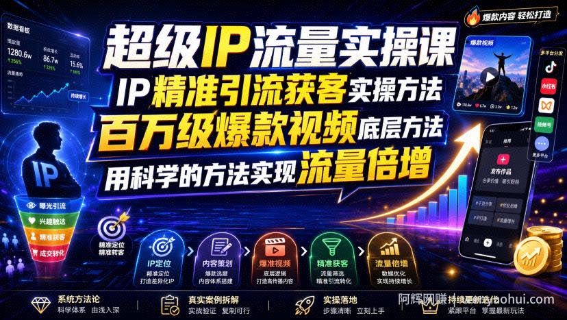 超级IP流量实操课，IP精准引流获客实操方法，百万级爆款视频底层方法，用科学的方法实现流量倍增