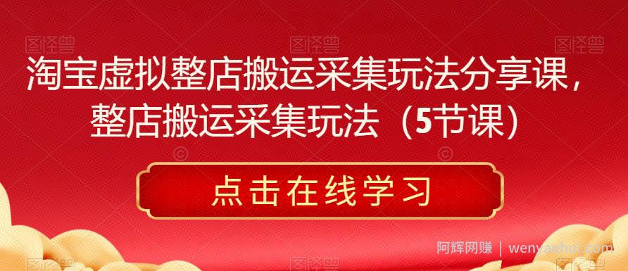 淘宝虚拟整店搬运采集玩法分享课，整店搬运采集玩法（5节课）