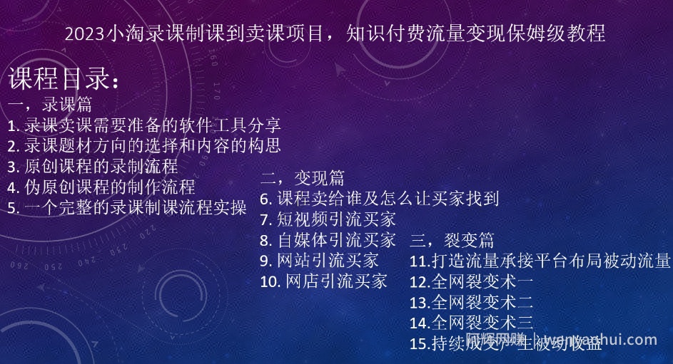 2023小淘录课制课到卖课项目，知识付费流量变现保姆级教程