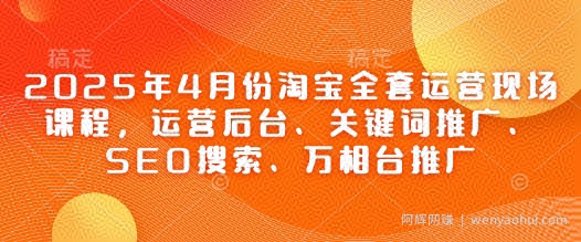 2025年4月份淘宝全套运营现场课程，运营后台、关键词推广、SEO搜索、万相台推广