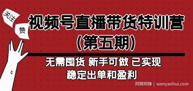 视频号直播带货特训营（第五期）无需囤货，新手可做，已实现稳定出单和盈利