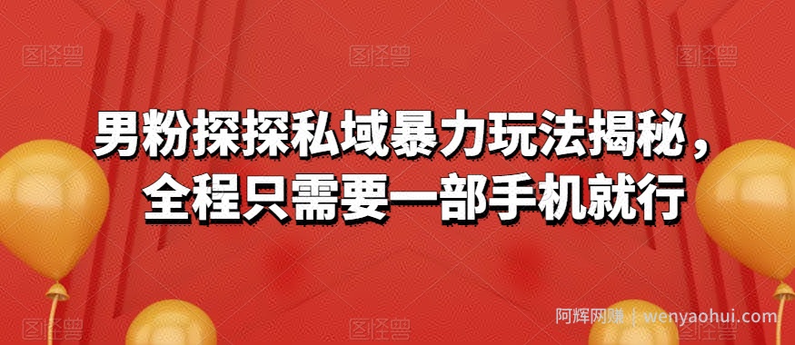 男粉探探私域暴力玩法揭秘，全程只需要一部手机就行