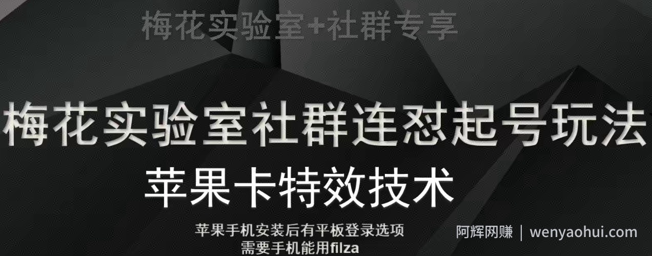 梅花实验室社群视频号连怼起号玩法，最新苹果卡特效技术