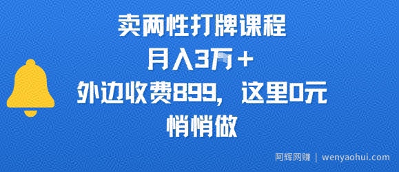 卖两性打牌课程，月入3W+外边收费899的课程，这里0元，悄悄做