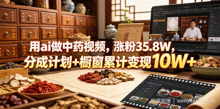用ai做中药视频，涨粉35.8W，分成计划+橱窗累计变现10W+