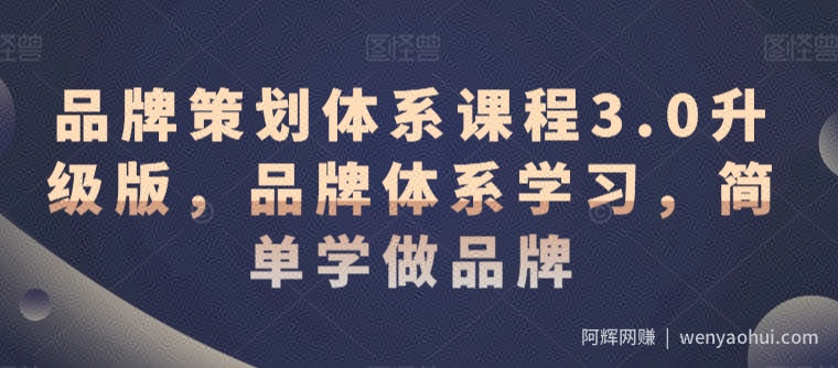 品牌策划体系课程3.0升级版，品牌体系学习，简单学做品牌