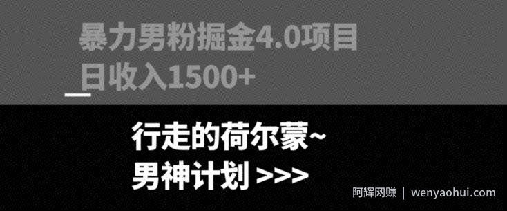 暴力男粉掘金4.0项目不违规不封号无脑复制单人操作日入1000+