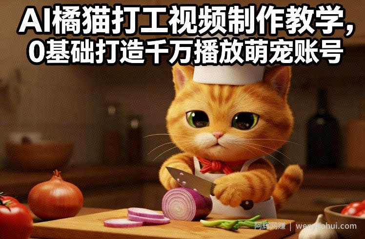 AI橘猫打工视频制作教学，流量狂飙，0基础打造千万播放萌宠账号