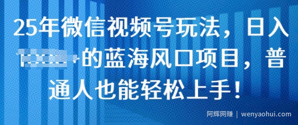25年微信视频号玩法，日入几张的蓝海风口项目，普通人也能轻松上手!