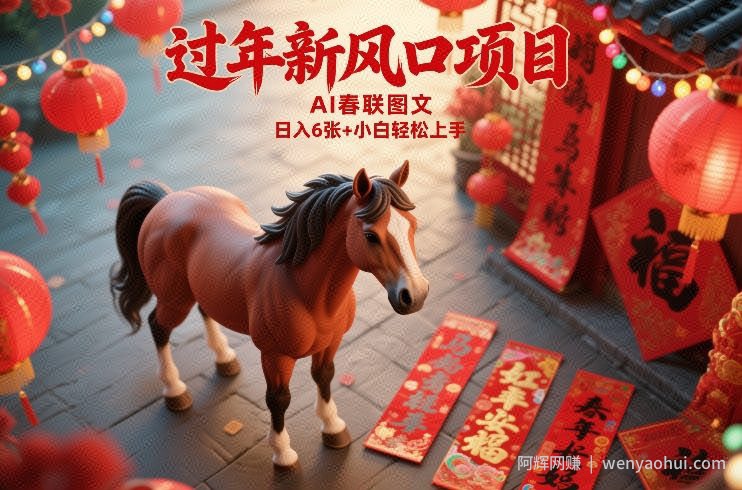 过年新风口项目，用ai春联图文，日入6张+小白轻松上手【揭秘】