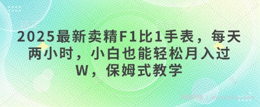 2025最新卖精F1比1手表，每天两小时，小白也能轻松月入过W，保姆式教学