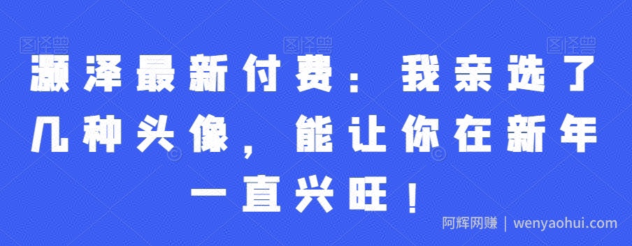 灏泽最新付费：我亲选了几种头像，能让你在新年一直兴旺！
